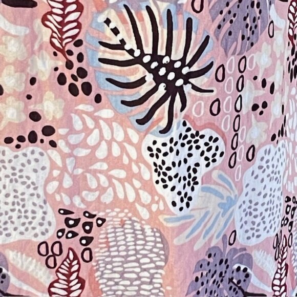 THML Ruffled Flutter Sleeve Tiered Tropical Floral Pink Mini Dress S/M - Picture 3 of 10